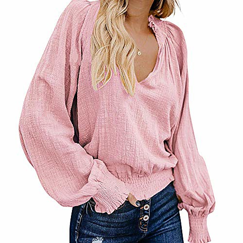 womens boho blouse v neck crop top lantern long sleeves pleated shirts peasant blouse(pink,2xl)
womens boho blouse v neck crop top lantern long sleeves pleated shirts peasant blouse(pink,2xl)