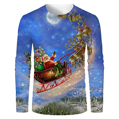 Men's T shirt 3D Print Graphic 3D Animal Print Long Sleeve Christmas Tops Blue
Men's T shirt 3D Print Graphic 3D Animal Print Long Sleeve Christmas Tops Blue