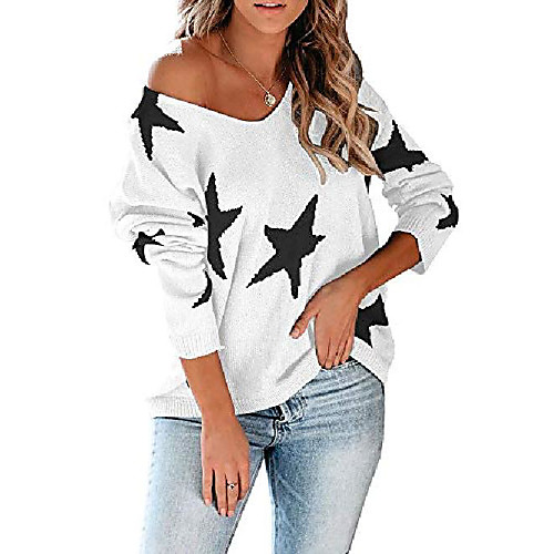 womens off the shoulder star sweater v neck casual long sleeve pullover blouses tunic tops white
womens off the shoulder star sweater v neck casual long sleeve pullover blouses tunic tops white