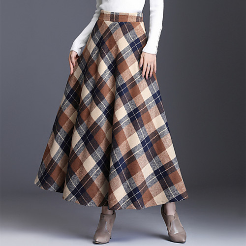 women's winter warm wool plaid a-line pleated maxi long skirt back elastic (small, blue plaid)
women's winter warm wool plaid a-line pleated maxi long skirt back elastic (small, blue plaid)