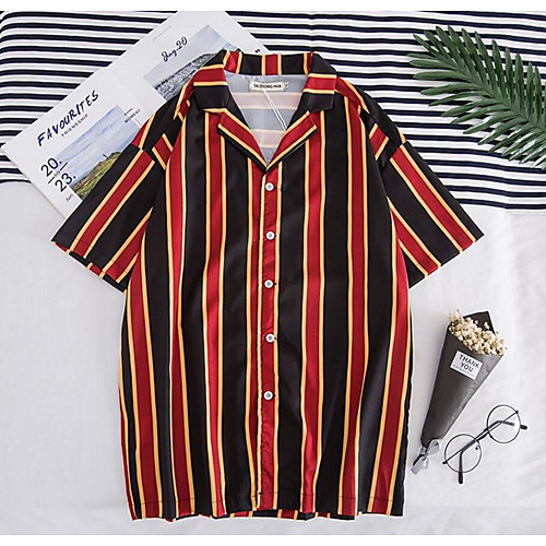 Men's Shirt non-printing Striped Short Sleeve Daily Tops Beach Hawaiian Black Red Green
Men's Shirt non-printing Striped Short Sleeve Daily Tops Beach Hawaiian Black Red Green