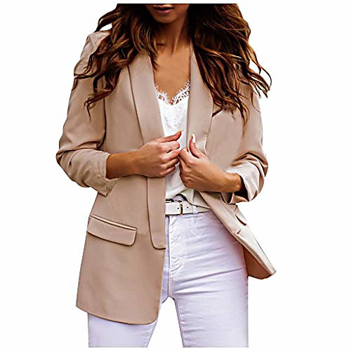 women's casual blazer jacket solid color lapel petite suit long sleeves open front cardigan coat beige
women's casual blazer jacket solid color lapel petite suit long sleeves open front cardigan coat beige