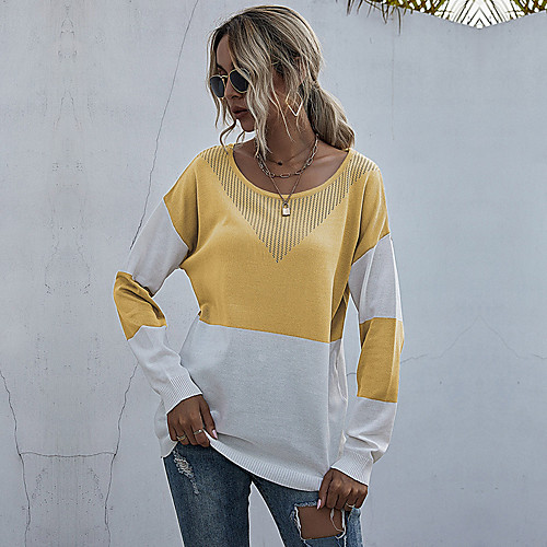 Women's Blouse Shirt Striped Color Block Long Sleeve Round Neck Tops Basic Basic Top Black Yellow Light Brown
Women's Blouse Shirt Striped Color Block Long Sleeve Round Neck Tops Basic Basic Top Black Yellow Light Brown