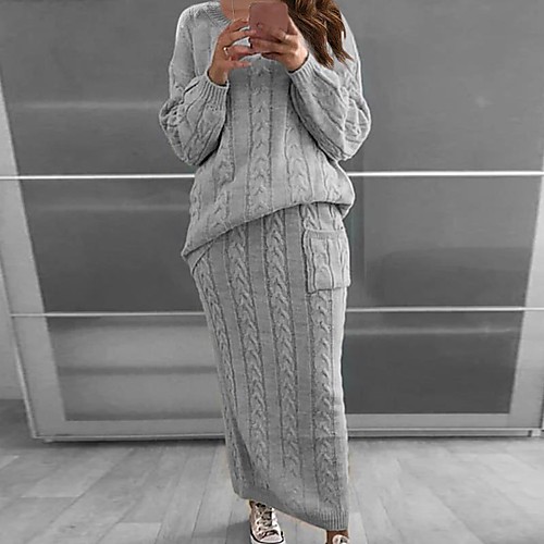 Women's Streetwear Sophisticated Solid Color Date Work Two Piece Set Sweater Sweater Dress Skirt Patchwork Tops / Loose
Women's Streetwear Sophisticated Solid Color Date Work Two Piece Set Sweater Sweater Dress Skirt Patchwork Tops / Loose