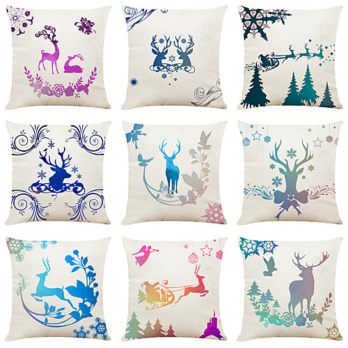 Set of 9 Elk Creative Christmas Linen Square Decorative Throw Pillow Cases Sofa Cushion Covers 18x18
Set of 9 Elk Creative Christmas Linen Square Decorative Throw Pillow Cases Sofa Cushion Covers 18x18