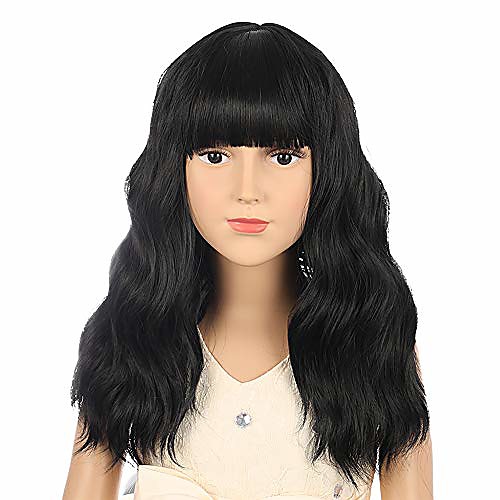 kids child short wavy curly black wig with bangs for cosplay halloween party costume synthetic rose net wig for girls (black)
kids child short wavy curly black wig with bangs for cosplay halloween party costume synthetic rose net wig for girls (black)