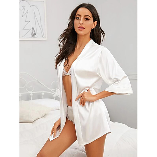 Women's Lace Mesh Robes Suits Nightwear Jacquard Solid Colored Embroidered White S M L
Women's Lace Mesh Robes Suits Nightwear Jacquard Solid Colored Embroidered White S M L