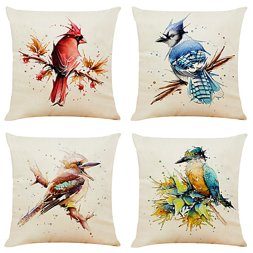 Set of 4 Creative Watercolor Bird Linen Square Decorative Throw Pillow Cases Sofa Cushion Covers 18x18
Set of 4 Creative Watercolor Bird Linen Square Decorative Throw Pillow Cases Sofa Cushion Covers 18x18