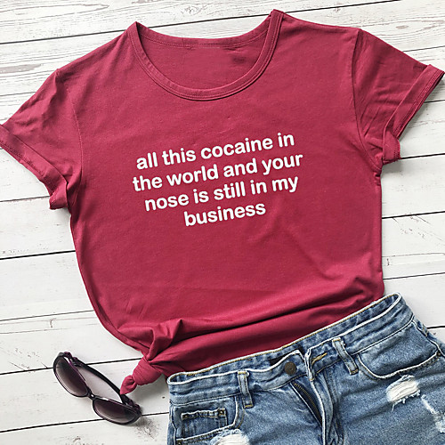 Women's T shirt Graphic Text Letter Print Round Neck Tops 100% Cotton Basic Basic Top Red Peach Light Blue
Women's T shirt Graphic Text Letter Print Round Neck Tops 100% Cotton Basic Basic Top Red Peach Light Blue