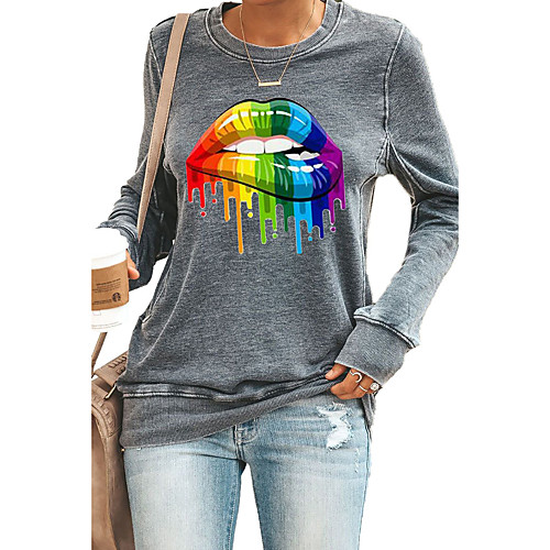 Women's Blouse Shirt Mouth Long Sleeve Print Round Neck Tops Basic Top Black Blue Red
Women's Blouse Shirt Mouth Long Sleeve Print Round Neck Tops Basic Top Black Blue Red