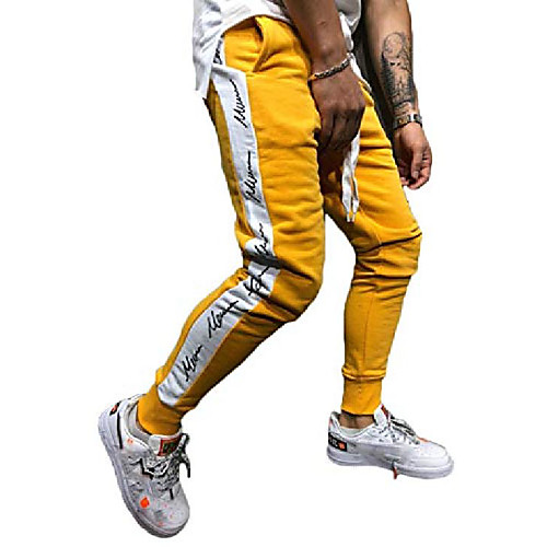 men's pants casual slim fit elastic waist tracksuit pencil jogger sweatpants with pockets (m, yellow)
men's pants casual slim fit elastic waist tracksuit pencil jogger sweatpants with pockets (m, yellow)