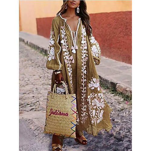 Women's Swing Dress Maxi long Dress Blue Red Orange Green Dusty Blue Long Sleeve Floral Print Patchwork Print Fall V Neck Casual 2021 S M L XL XXL 3XL / Plus Size
Women's Swing Dress Maxi long Dress Blue Red Orange Green Dusty Blue Long Sleeve Floral Print Patchwork Print Fall V Neck Casual 2021 S M L XL XXL 3XL / Plus Size