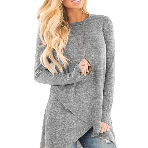 Women's Blouse Shirt Solid Colored Long Sleeve Asymmetric Round Neck Tops Basic Basic Top Black Blue Blushing Pink
Women's Blouse Shirt Solid Colored Long Sleeve Asymmetric Round Neck Tops Basic Basic Top Black Blue Blushing Pink