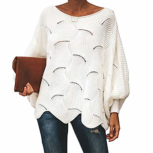 oversized pullover sweater for womens off shoulder batwing puff sleeve loose hollow out casual jumper tops white
oversized pullover sweater for womens off shoulder batwing puff sleeve loose hollow out casual jumper tops white