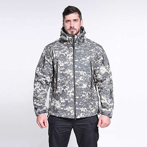 

Men's Hunting Jacket Outdoor Thermal Warm Waterproof Windproof Wearproof Spring Fall Winter Solid Colored Camo Coat Top Terylene Camping / Hiking Hunting Fishing Jungle camouflage Desert Camouflage
