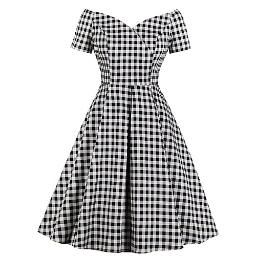 Women's Swing Dress Midi Dress Black Short Sleeve Plaid Patchwork Print Fall Off Shoulder Elegant Vintage Cotton 2021 XL XXL 3XL 4XL / Plus Size
Women's Swing Dress Midi Dress Black Short Sleeve Plaid Patchwork Print Fall Off Shoulder Elegant Vintage Cotton 2021 XL XXL 3XL 4XL / Plus Size