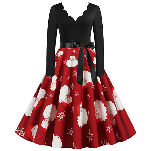 Women's Swing Dress Midi Dress - Long Sleeve Print Lace up Print Fall V Neck Casual Christmas 2020 White Black Red Wine Green Dusty Blue Light Green S M L XL XXL 3XL
Women's Swing Dress Midi Dress - Long Sleeve Print Lace up Print Fall V Neck Casual Christmas 2020 White Black Red Wine Green Dusty Blue Light Green S M L XL XXL 3XL