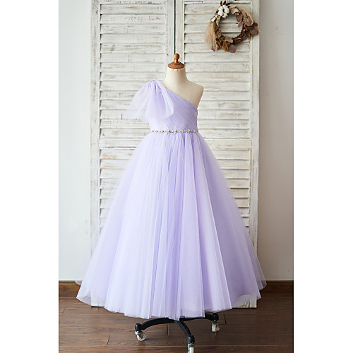 Ball Gown Floor Length Wedding / Birthday Flower Girl Dresses - Tulle Sleeveless One Shoulder with Belt / Bow(s)
Ball Gown Floor Length Wedding / Birthday Flower Girl Dresses - Tulle Sleeveless One Shoulder with Belt / Bow(s)