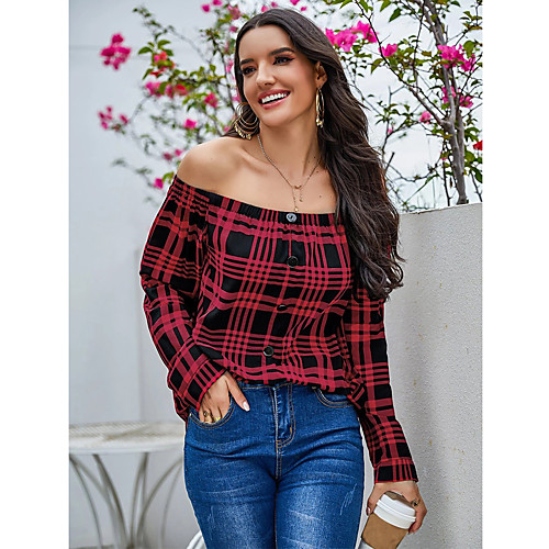 Women's Blouse Shirt Abstract Long Sleeve Button Off Shoulder Tops Basic Basic Top Red
Women's Blouse Shirt Abstract Long Sleeve Button Off Shoulder Tops Basic Basic Top Red