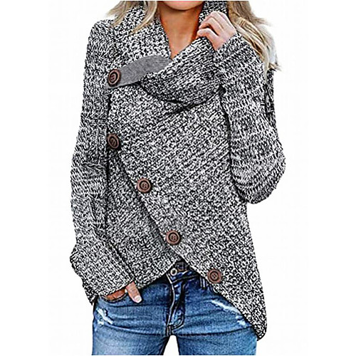 Women's Knitted Button Solid Color Pullover Long Sleeve Sweater Cardigans Crew Neck Fall Winter Gray
Women's Knitted Button Solid Color Pullover Long Sleeve Sweater Cardigans Crew Neck Fall Winter Gray