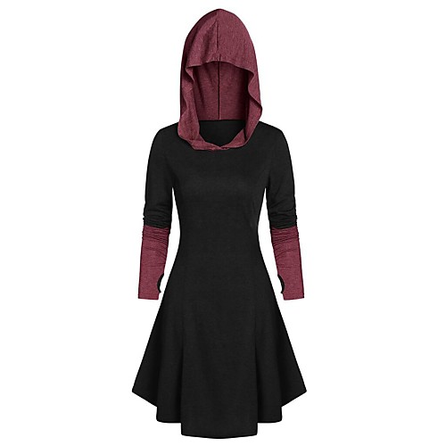 Women's Halloween A Line Dress Black Blue Long Sleeve Color Block Hooded Hot Halloween S M L XL XXL 3XL 4XL 5XL
Women's Halloween A Line Dress Black Blue Long Sleeve Color Block Hooded Hot Halloween S M L XL XXL 3XL 4XL 5XL