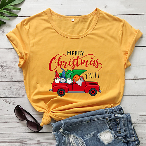 Women's Christmas T shirt Graphic Graphic Prints Letter Print Round Neck Tops 100% Cotton Basic Christmas Basic Top White Purple Yellow
Women's Christmas T shirt Graphic Graphic Prints Letter Print Round Neck Tops 100% Cotton Basic Christmas Basic Top White Purple Yellow