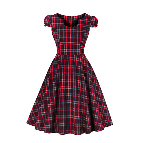Women's Swing Dress Knee Length Dress Wine Short Sleeve Plaid Patchwork Print Fall Elegant Vintage Cotton 2021 XL XXL / Plus Size
Women's Swing Dress Knee Length Dress Wine Short Sleeve Plaid Patchwork Print Fall Elegant Vintage Cotton 2021 XL XXL / Plus Size
