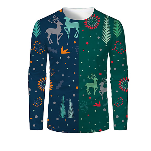 Men's T shirt 3D Print Graphic 3D Animal Print Long Sleeve Christmas Tops Blue-Green
Men's T shirt 3D Print Graphic 3D Animal Print Long Sleeve Christmas Tops Blue-Green