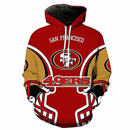

men's long sleeve 3d digital print casual fashion sf 49ers design couple's pullover hoodies(l,colorful)