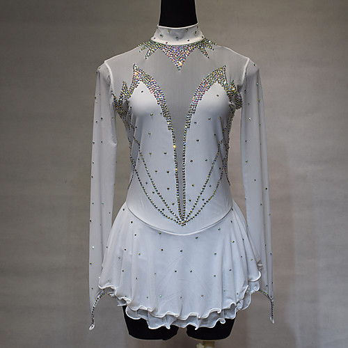 Figure Skating Dress Women's Girls' Ice Skating Dress White Spandex High Elasticity Training Competition Skating Wear Solid Color Crystal / Rhinestone Long Sleeve Ice Skating Winter Sports Figure
Figure Skating Dress Women's Girls' Ice Skating Dress White Spandex High Elasticity Training Competition Skating Wear Solid Color Crystal / Rhinestone Long Sleeve Ice Skating Winter Sports Figure