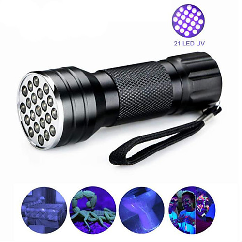 

Black Light Flashlights / Torch Waterproof LED 5mm Lamp 21 Emitters 1 Mode Waterproof Ultraviolet Light Camping / Hiking / Caving Everyday Use Hunting Blue / Aluminum Alloy