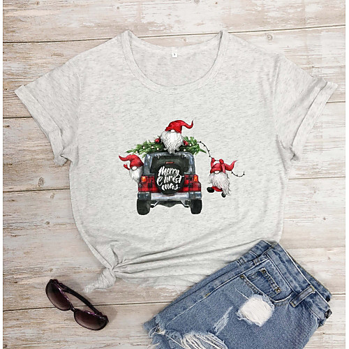 Women's Christmas T-shirt Graphic Prints Letter Print Round Neck Tops 100% Cotton Basic Christmas Basic Top White Black Purple
Women's Christmas T-shirt Graphic Prints Letter Print Round Neck Tops 100% Cotton Basic Christmas Basic Top White Black Purple