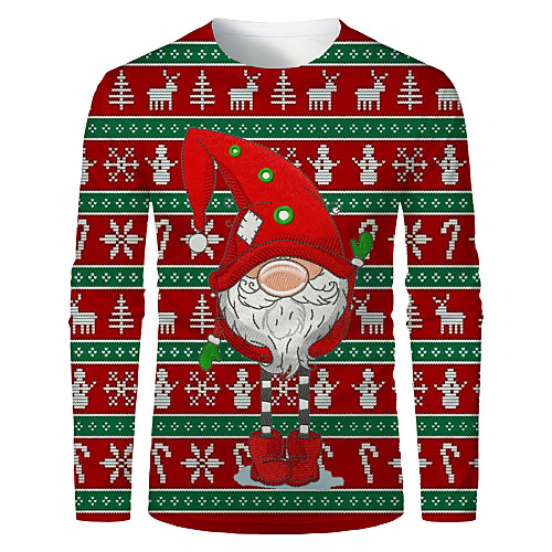 Men's T shirt 3D Print Striped Graphic 3D Print Long Sleeve Christmas Tops Green / Red
Men's T shirt 3D Print Striped Graphic 3D Print Long Sleeve Christmas Tops Green / Red