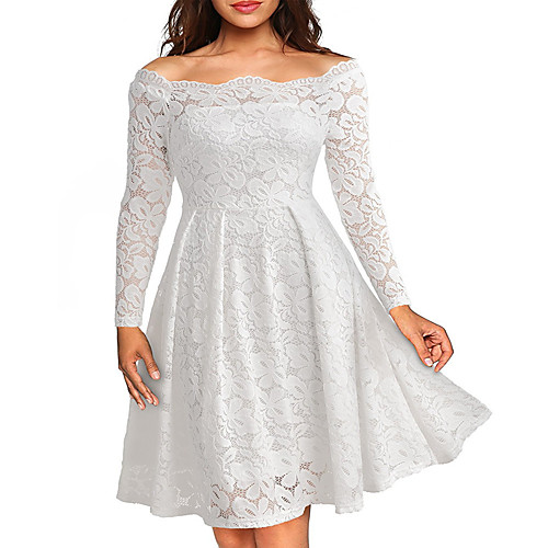 Women's Swing Dress Knee Length Dress White Black Purple Wine Dusty Blue Long Sleeve Solid Color Lace Patchwork Fall Spring Off Shoulder Elegant Cotton 2021 S M L XL XXL
Women's Swing Dress Knee Length Dress White Black Purple Wine Dusty Blue Long Sleeve Solid Color Lace Patchwork Fall Spring Off Shoulder Elegant Cotton 2021 S M L XL XXL