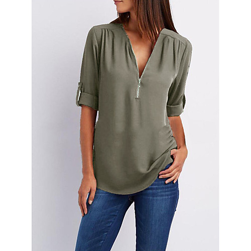 Women's Daily Blouse Solid Colored Long Sleeve Loose Tops Basic V Neck White Black Wine / Going out
Women's Daily Blouse Solid Colored Long Sleeve Loose Tops Basic V Neck White Black Wine / Going out