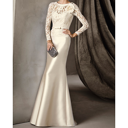 Mermaid / Trumpet Elegant Vintage Engagement Formal Evening Dress Illusion Neck Long Sleeve Sweep / Brush Train Lace Satin with Sash / Ribbon Appliques 2021
Mermaid / Trumpet Elegant Vintage Engagement Formal Evening Dress Illusion Neck Long Sleeve Sweep / Brush Train Lace Satin with Sash / Ribbon Appliques 2021