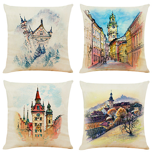 Set of 4 Watercolor City Linen Square Decorative Throw Pillow Cases Sofa Cushion Covers 18x18
Set of 4 Watercolor City Linen Square Decorative Throw Pillow Cases Sofa Cushion Covers 18x18