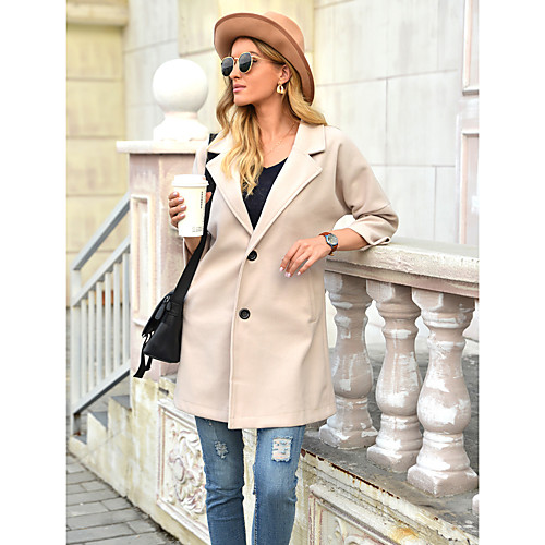 Women's Solid Colored Fall & Winter Coat Long Daily 3/4 Length Sleeve Cotton Blend Coat Tops White / Loose
Women's Solid Colored Fall & Winter Coat Long Daily 3/4 Length Sleeve Cotton Blend Coat Tops White / Loose