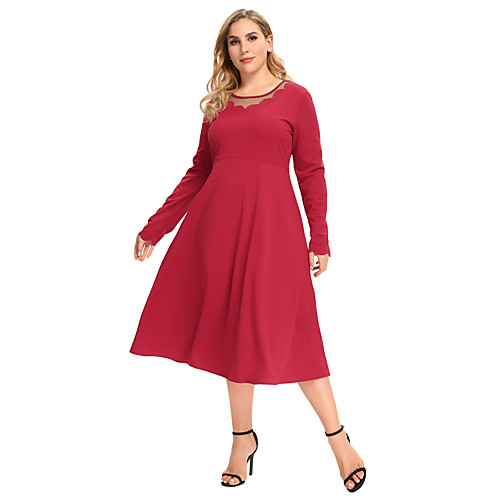 Women's Shift Dress Midi Dress Blue Red Long Sleeve Solid Color Zipper Mesh Fall Winter Round Neck Work Casual 2021 3XL 4XL 5XL 6XL / Plus Size
Women's Shift Dress Midi Dress Blue Red Long Sleeve Solid Color Zipper Mesh Fall Winter Round Neck Work Casual 2021 3XL 4XL 5XL 6XL / Plus Size