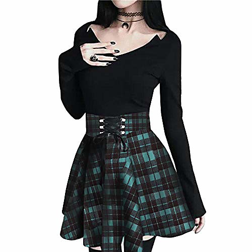 womens plaid a line skirts gothic high waist flare skater cosplay mini skirt large blue
womens plaid a line skirts gothic high waist flare skater cosplay mini skirt large blue
