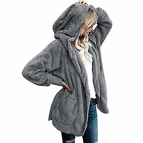 women casual hooded neck long sleeve solid loose open stitch cardigan coat down dark gray
women casual hooded neck long sleeve solid loose open stitch cardigan coat down dark gray
