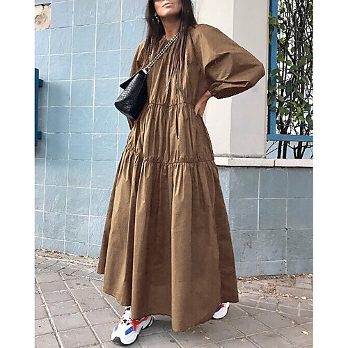 Women's Swing Dress Maxi long Dress Black Khaki Brown Long Sleeve Solid Color Patchwork Fall Spring Round Neck Work Casual 2021 S M L XL XXL 3XL 4XL 5XL
Women's Swing Dress Maxi long Dress Black Khaki Brown Long Sleeve Solid Color Patchwork Fall Spring Round Neck Work Casual 2021 S M L XL XXL 3XL 4XL 5XL