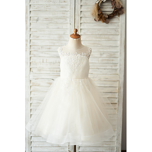 Ball Gown Knee Length Wedding / Birthday Flower Girl Dresses - Lace / Tulle Sleeveless Jewel Neck with Buttons / Appliques
Ball Gown Knee Length Wedding / Birthday Flower Girl Dresses - Lace / Tulle Sleeveless Jewel Neck with Buttons / Appliques