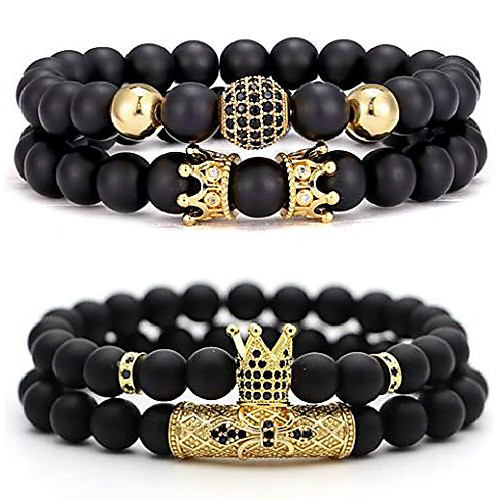 4 pcs 8mm crown king charm beads bracelet for men women natural black matte onyx stone beads father's day gift, 7.5
4 pcs 8mm crown king charm beads bracelet for men women natural black matte onyx stone beads father's day gift, 7.5