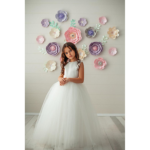 Princess / Ball Gown Floor Length Party / Wedding Flower Girl Dresses - Tulle Sleeveless Jewel Neck with Pleats / Solid
Princess / Ball Gown Floor Length Party / Wedding Flower Girl Dresses - Tulle Sleeveless Jewel Neck with Pleats / Solid