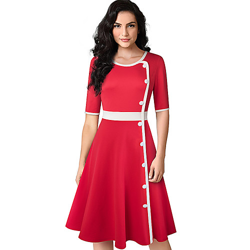 Women's Sheath Dress Knee Length Dress Black Red Half Sleeve Color Block Patchwork Button Fall Round Neck Elegant Vintage 2021 S M L XL XXL
Women's Sheath Dress Knee Length Dress Black Red Half Sleeve Color Block Patchwork Button Fall Round Neck Elegant Vintage 2021 S M L XL XXL