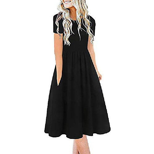women's short sleeve ruched pleated loose casual sundress slim shirt casual dress with pockets knee length ox328 (black solid, s)
women's short sleeve ruched pleated loose casual sundress slim shirt casual dress with pockets knee length ox328 (black solid, s)