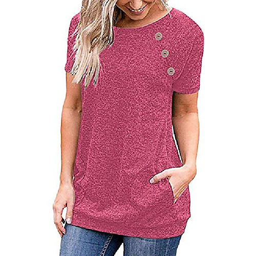 women's short sleeve tops summer casual solid side buttons tunic blouse t-shirts with pockets
women's short sleeve tops summer casual solid side buttons tunic blouse t-shirts with pockets