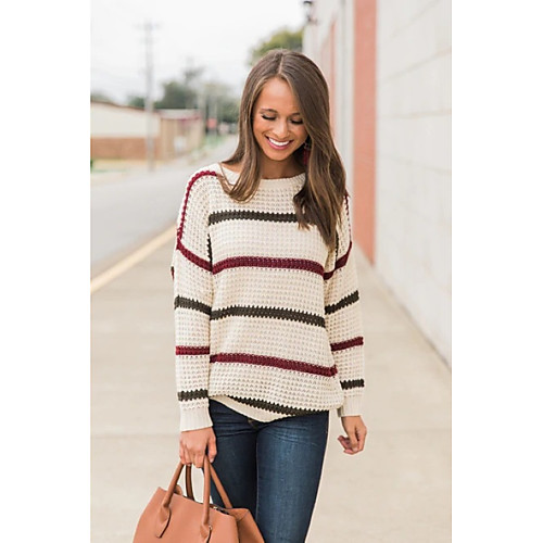 Women's Stylish Knitted Striped Pullover Cotton Long Sleeve Sweater Cardigans Crew Neck Fall Winter Beige
Women's Stylish Knitted Striped Pullover Cotton Long Sleeve Sweater Cardigans Crew Neck Fall Winter Beige