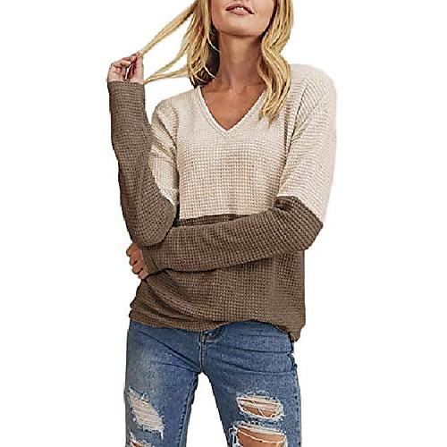 womens v neck long sleeve thermal waffle knit tops color block casual loose warm shirts
womens v neck long sleeve thermal waffle knit tops color block casual loose warm shirts